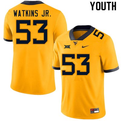 Youth West Virginia Mountaineers NCAA #53 Eddie Watkins Jr. Gold Authentic Nike Stitched College Football Jersey FA15Y04YP